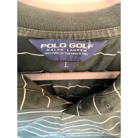 Polo Golf Ralph Lauren Green striped golf shirt Pine Valley Golf Club NJ large - Picture 4 of 4